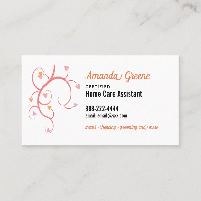 Home Care Assistant caregiver Business Card (Front)