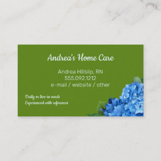 Home Care Blue Hydrangeas Custom Business Cards