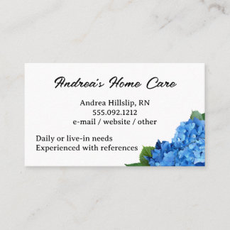 Home Care Blue Hydrangeas Custom Business Cards