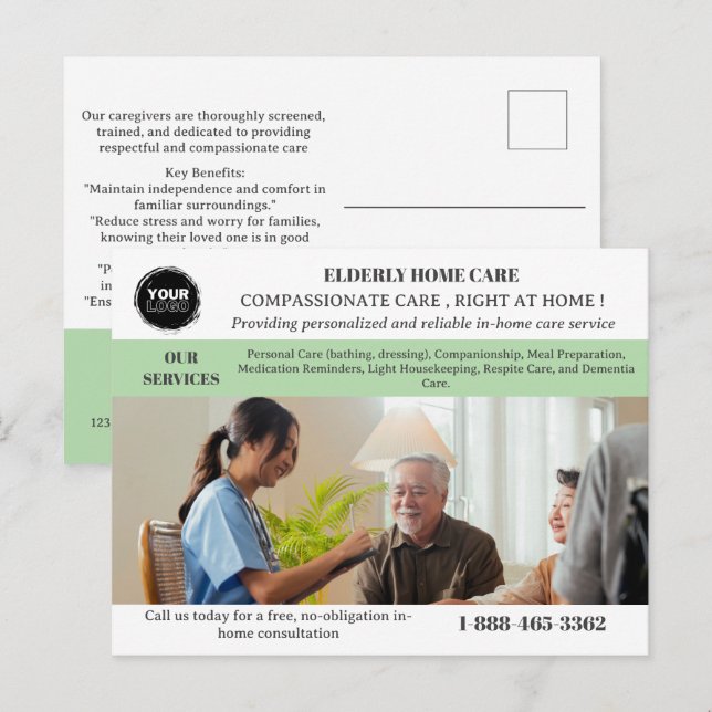 Home Care Service Promotional or Marketing Postcard (Front/Back)