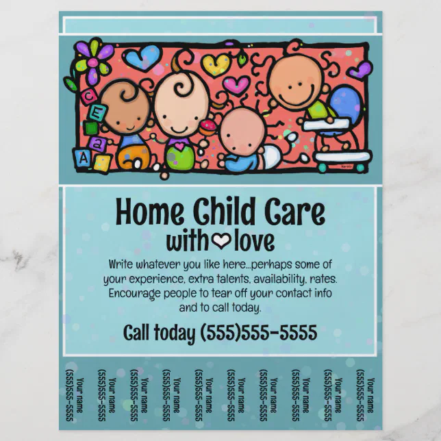 Home Child Care Child Care Promotional Tear Sheet | Zazzle