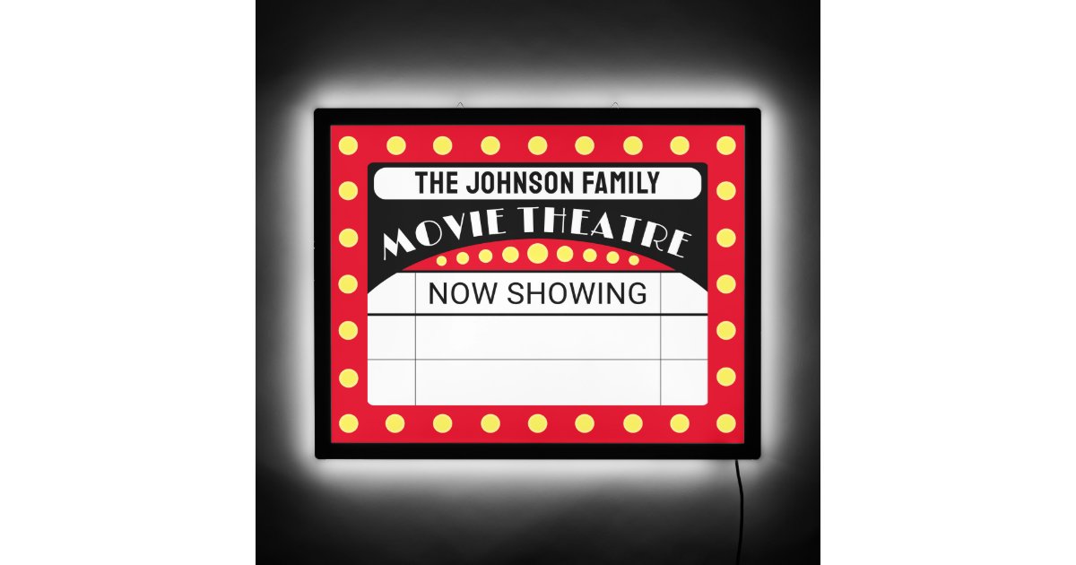 now showing sign home theater