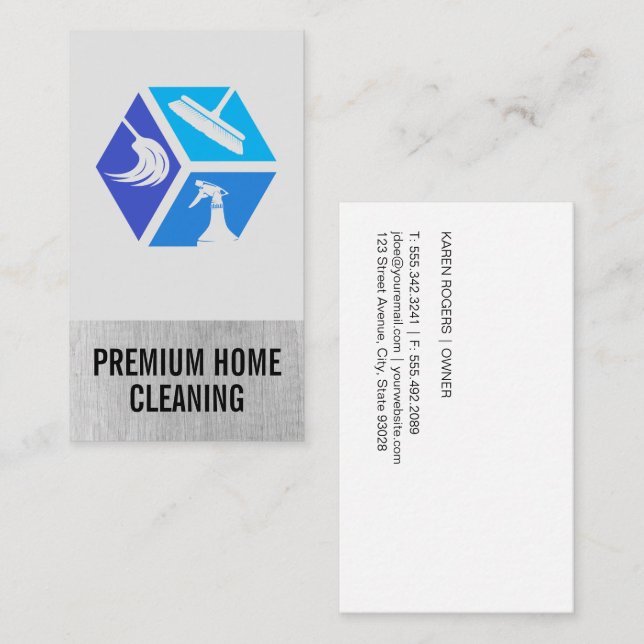 Home Cleaners | Maid | Mop Broom Spray Bottle Business Card (Front/Back)
