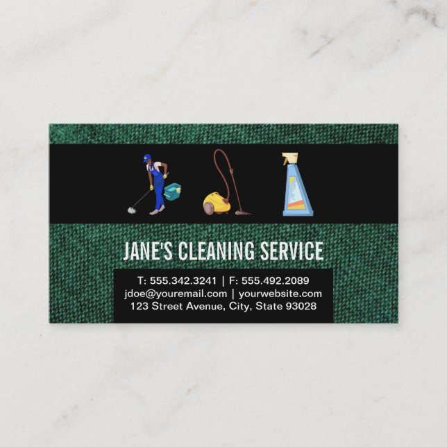 Home Cleaning and Commercial Business Card (Front)