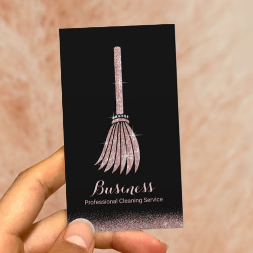 Home Cleaning Rose Gold Glitter House Keeping  Business Card