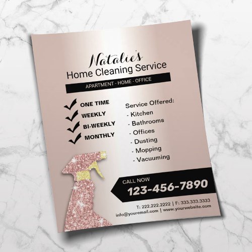 Home Cleaning Service Blush Rose Gold Housekeeping Flyer