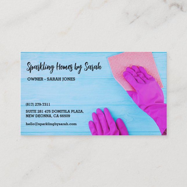 home cleaning service business cards house cleaner (Front)