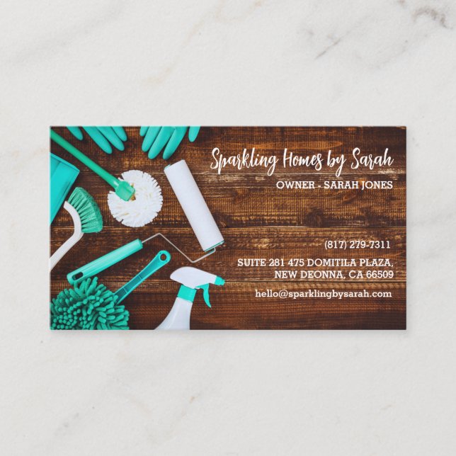 home cleaning service business cards house cleaner (Front)