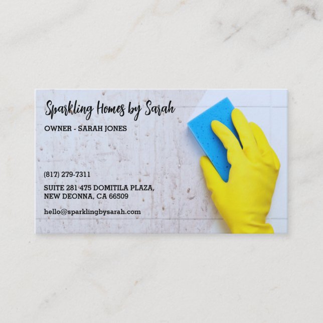 home cleaning service business cards house cleaner (Front)