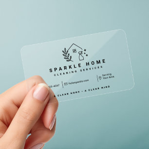 Home Cleaning Service Clear Business Cards