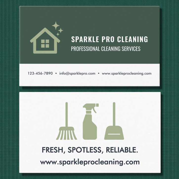 Home Cleaning Service Green Eco Modern Business Card