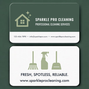 Home Cleaning Service Green Professional Business Card