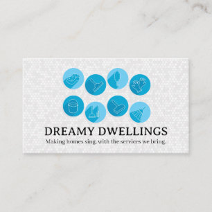 Home Cleaning Service Icons   Tiles Background Business Card