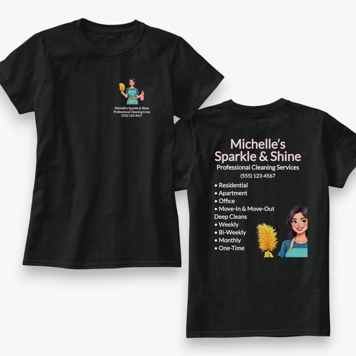 Home Cleaning Service Modern Woman Black T Shirt