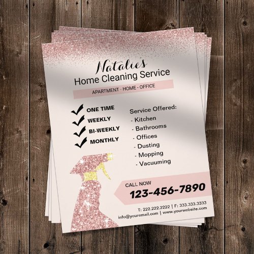 Home Cleaning Service Rose Gold Housekeeping Flyer