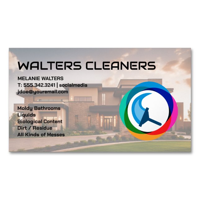 Home Cleaning Services | House Living Room Business Card Magnet (Front)