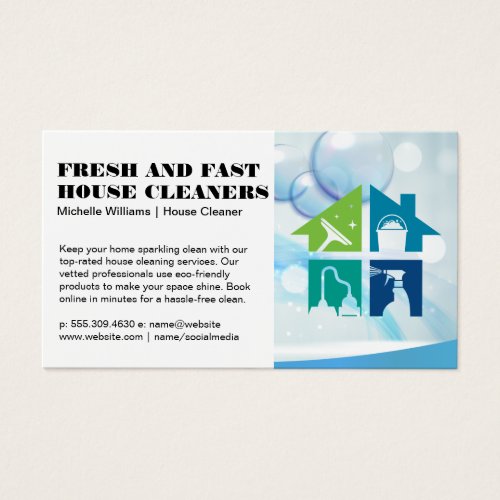Home Cleaning Services Icons  Soap Bubbles