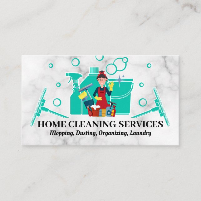 Home Cleaning Supplies | Janitor Business Card (Front)