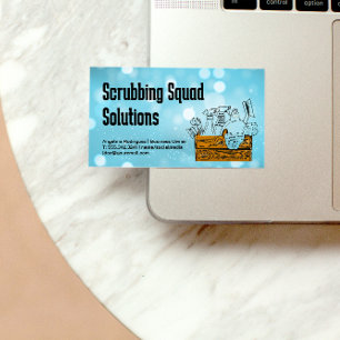 Home Cleaning Tools in Wood Box Maid Business Card