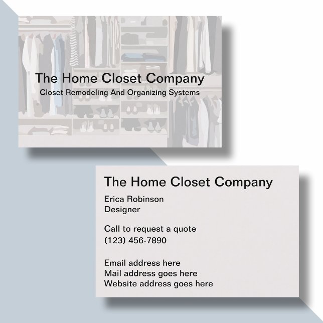 Home Closet Remodeling And Organizing Business Card (Creator Uploaded)