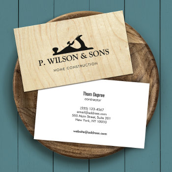 Home Construction And Carpenter Wood Grain Business Card by sm_business_cards at Zazzle