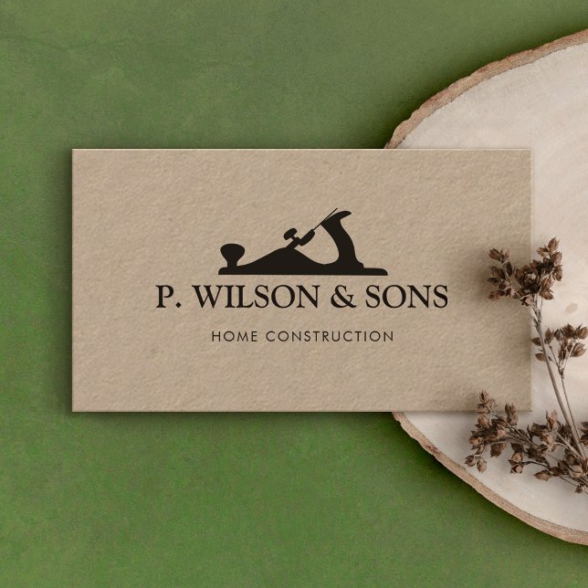 Home Construction and Carpenter Wood Plane Logo Business Card (Creator Uploaded)