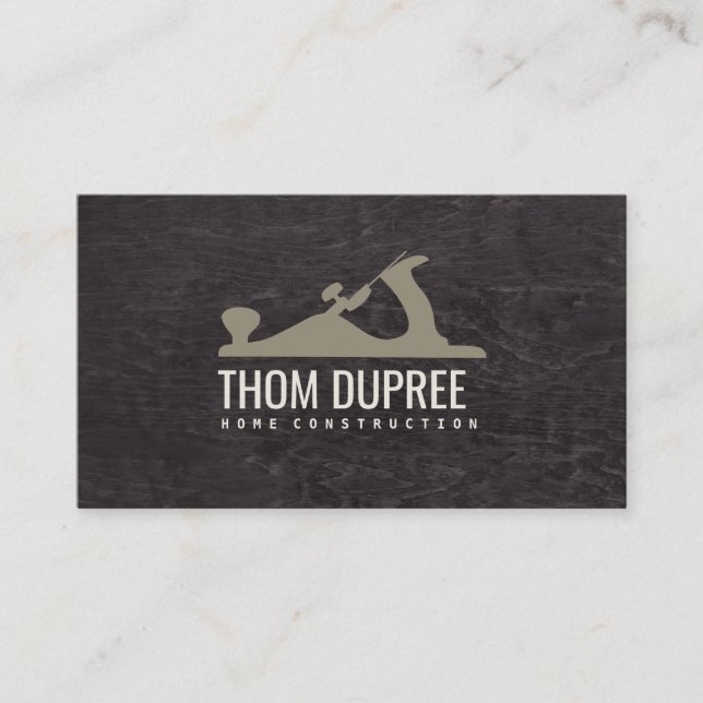 Home Construction and Carpentry Wood Plane Logo 3 Business Card (Front)