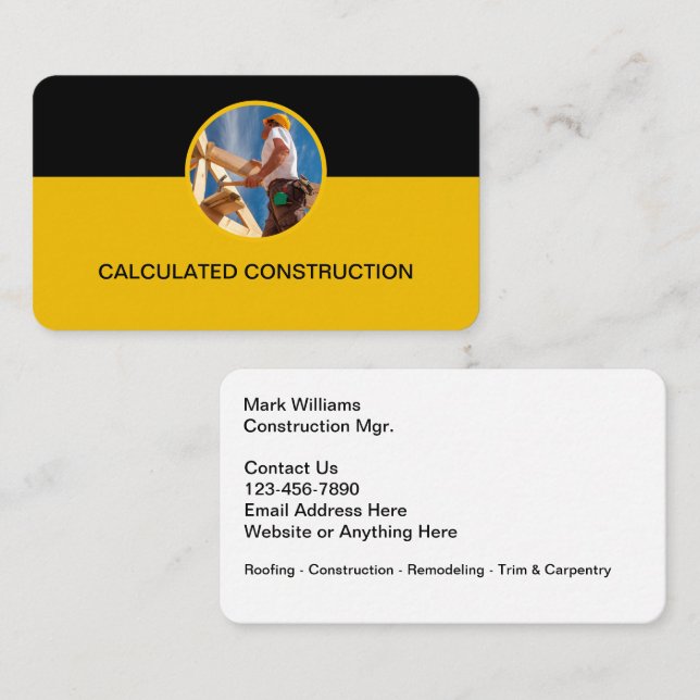 Home Construction And Roofing Business Cards (Front/Back)