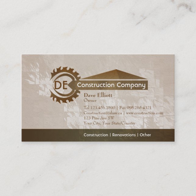 Home construction business card (Front)