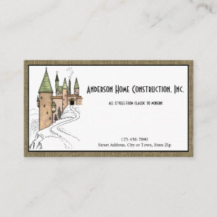 Home Construction or Architecture with Castle Business Card