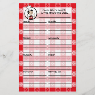 Home Cookin' Custom Menu Planner