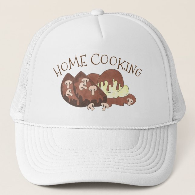 Home Cooking Meat Loaf Potato Mushroom Gravy Food Trucker Hat (Front)