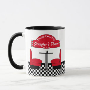 Home Cooking Name Chef Diner Retro Cups Mugs