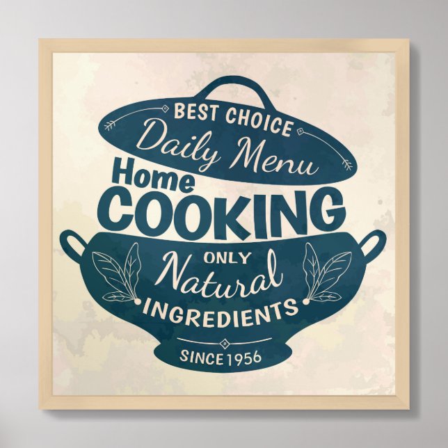 Home Cooking –Natural Ingredients Retro Framed Art (Framed Front)