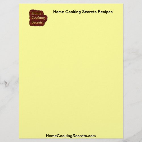 Home Cooking Secrets Recipe Stationary Letterhead