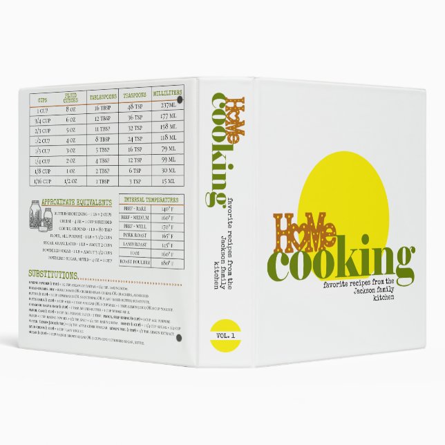 Home Cooking Stylish Modern Recipe Organizer   3 Ring Binder (Background)