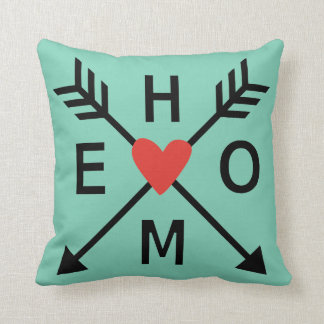 Home, crossed arrows with red heart throw pillow