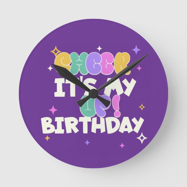  HOME DECOR BIRTHDAY CHEER UP ROUND WALL CLOCK  (Front)