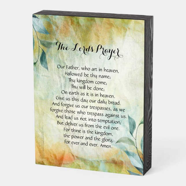 Home Decor Featuring The Lord's Prayer  Wooden Box Sign (Angled Vertical)