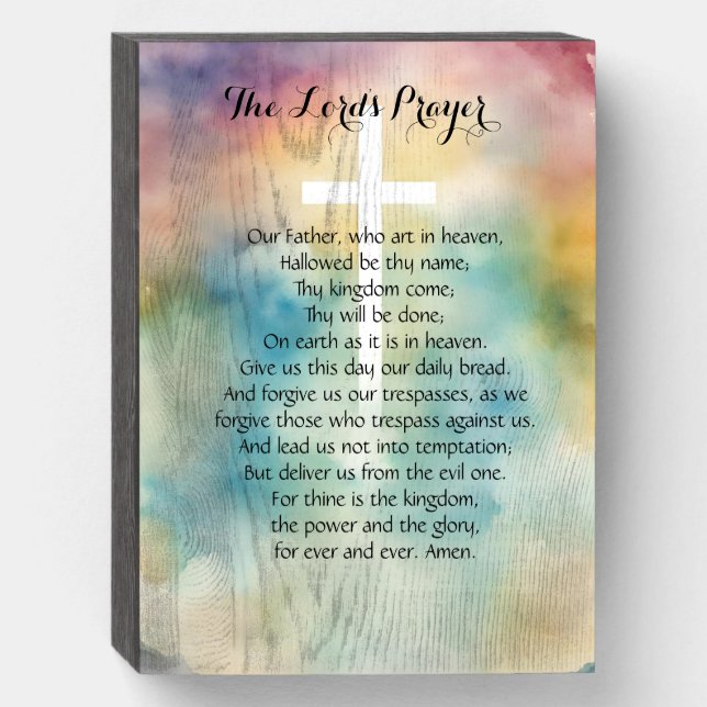 Home Decor Featuring The Lord's Prayer  Wooden Box Sign (Front Vertical)