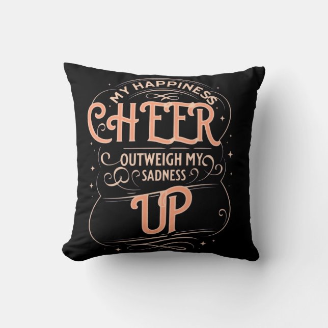 HOME DECOR HAPPINESS CHEER UP THROW PILLOW  (Front)
