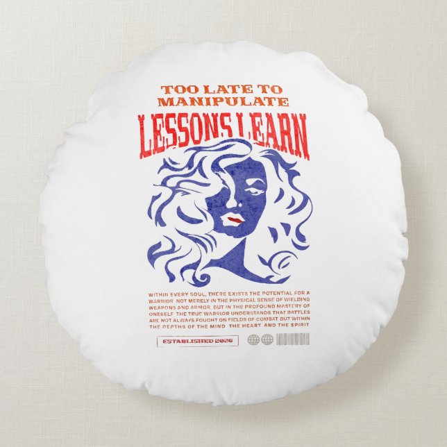 HOME DECOR MANIPULATE LESSONS LEARN ROUND PILLOW  (Front)