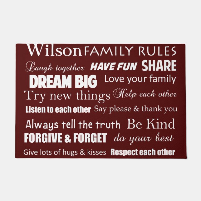 Home Decor Personalized Family Rules Front Door Doormat (Front)