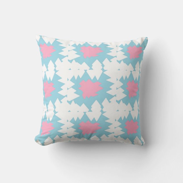 Home decor sofa comfort pink white baby blue throw pillow (Front)