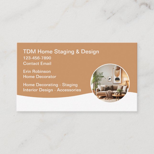 Home Decorating And Staging Design Business Card (Front)