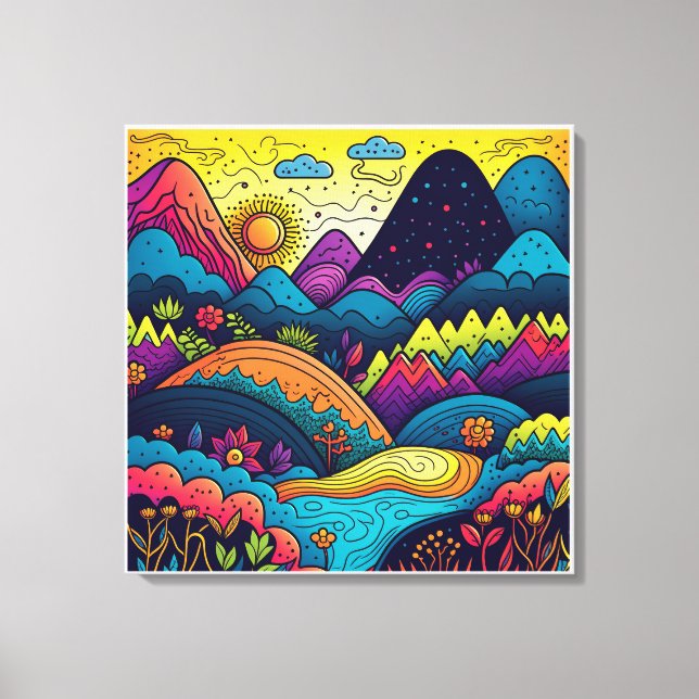 Home Decoration Whimsical Abstract Boho Nature Canvas Print (Front)