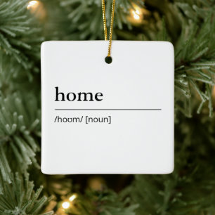 Home Definition dictionary black and white holiday Ceramic Ornament