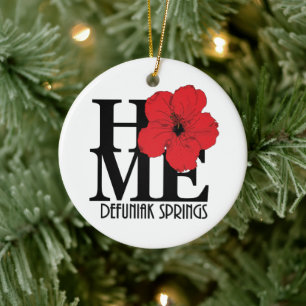 HOME DeFuniak Springs Red Hibiscus Ceramic Ornament