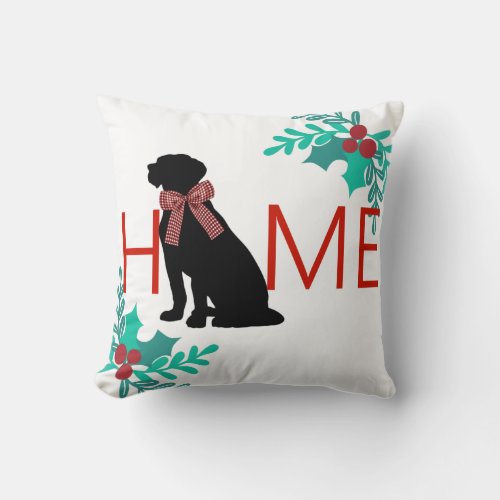 Home Dog Christmas Throw Pillow