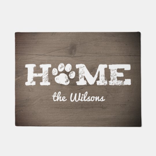 Home Dog Paw Print Cute Personalized Custom Pet Doormat Zazzle Com